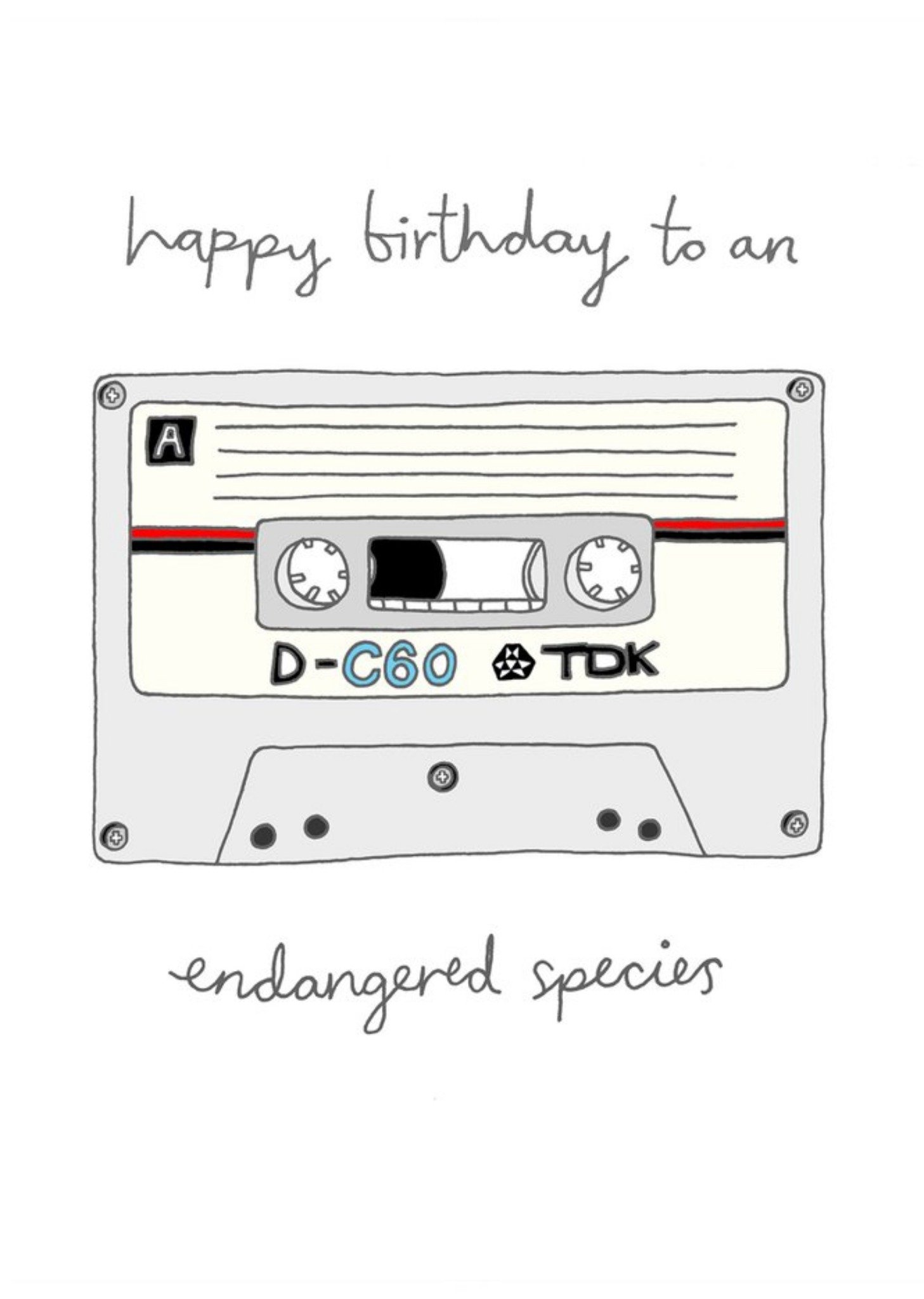 Moonpig Cassette Tape Music Humour Old Illustration Retro Birthday Card, Large