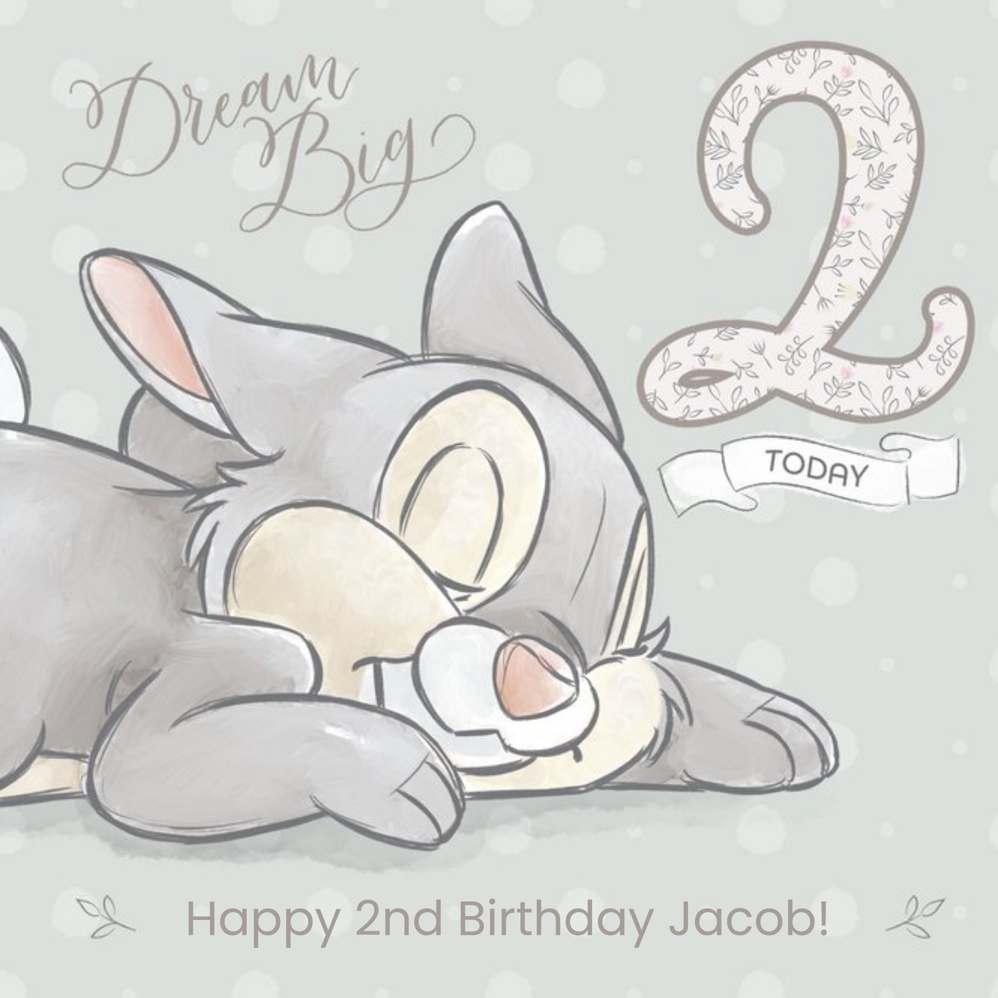 Disney Baby Personalised Thumper 2nd Birthday Card