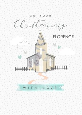 Illustrated Church Customisable Christening Card