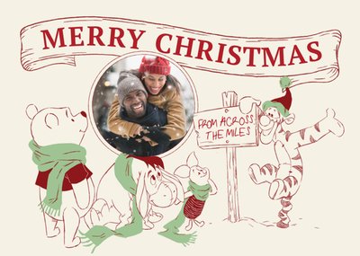 Winnie The Pooh Merry Christmas From Across The Miles Photo Upload Card