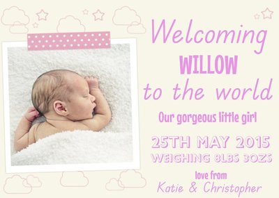 New Baby Girl Announcement Card