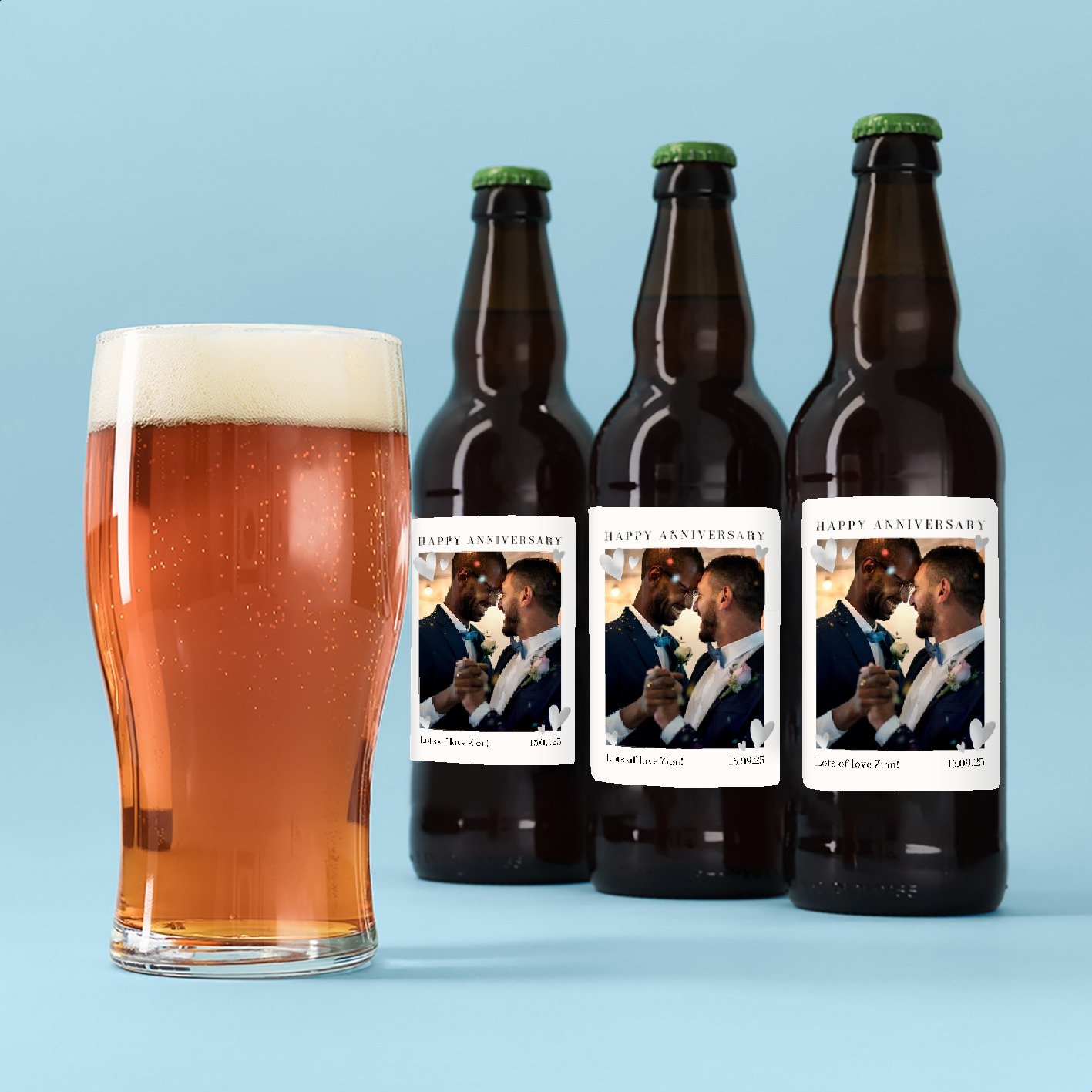 Hogs Back Personalised Happy Anniversary Beer Trio 3X500Ml