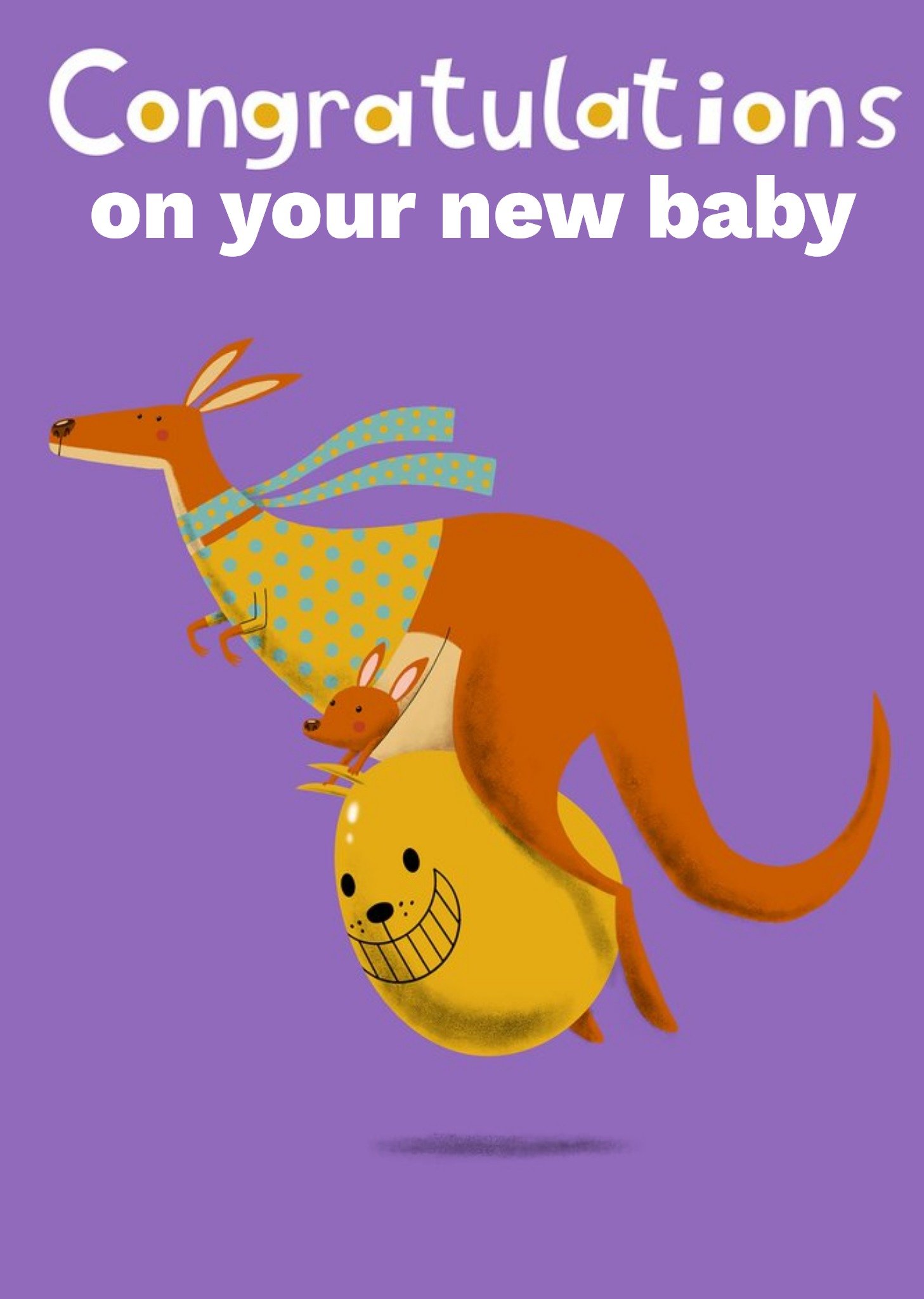 Moonpig Purple Illustrated Kangaroo And Joey New Baby Congratulations Card