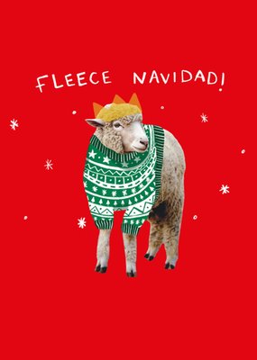 Fleece Navidad Sheep Illustrated Scribbler Christmas Postcard 