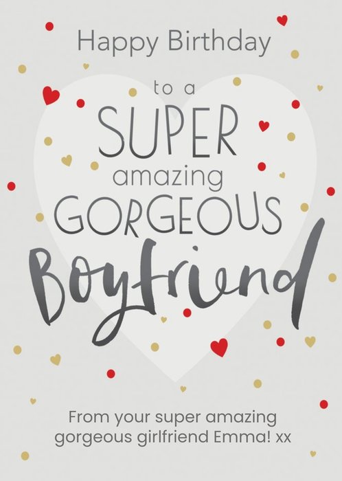 Clintons Fun Boyfriend Love Hearts Birthday Cute Card