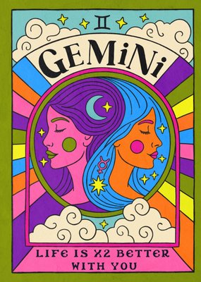 Life Is x2 Better With You Gemini Zodiac Card