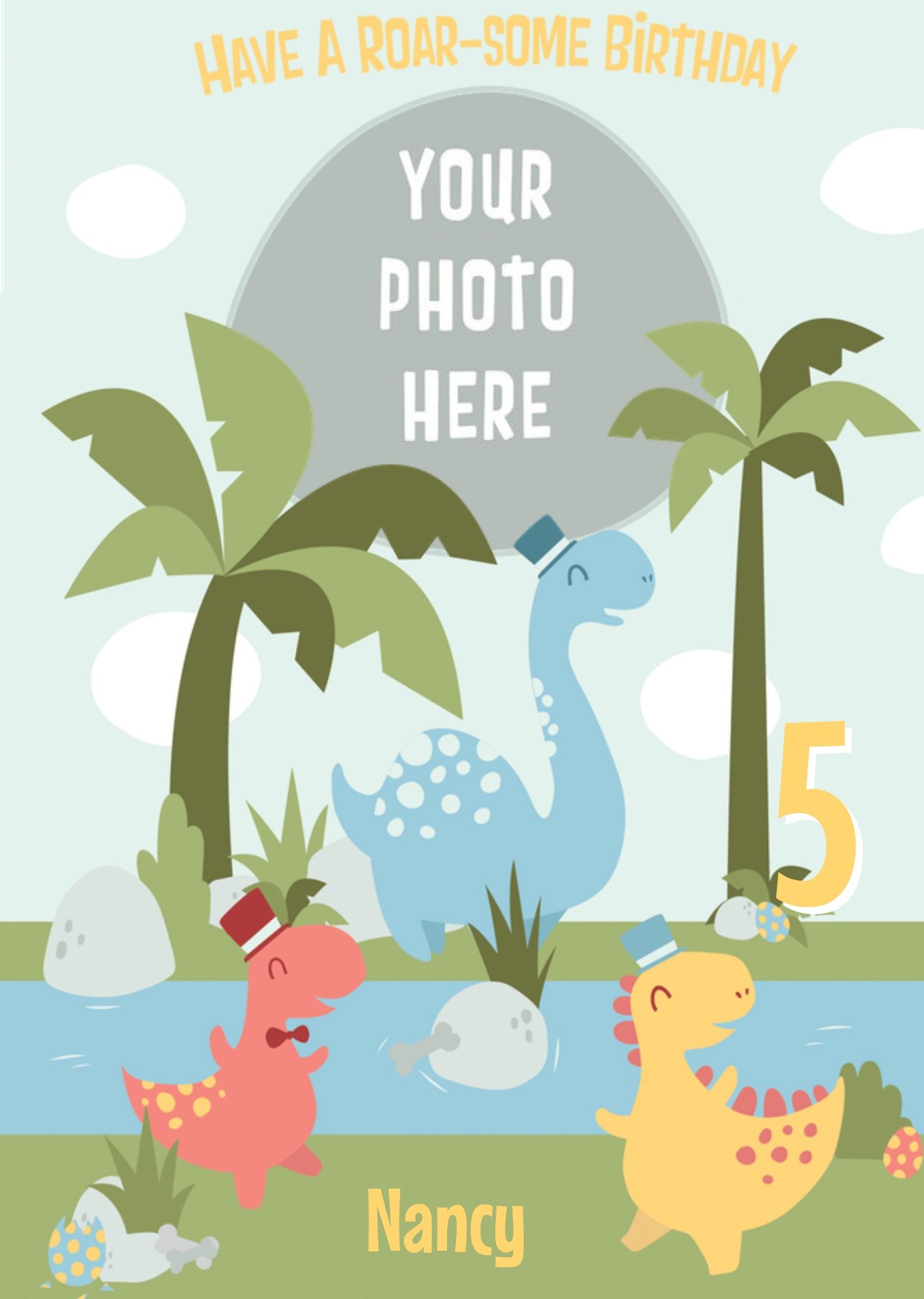 Moonpig Cartoon Dinosaurs Have A Roar-Some 5th Birthday Card