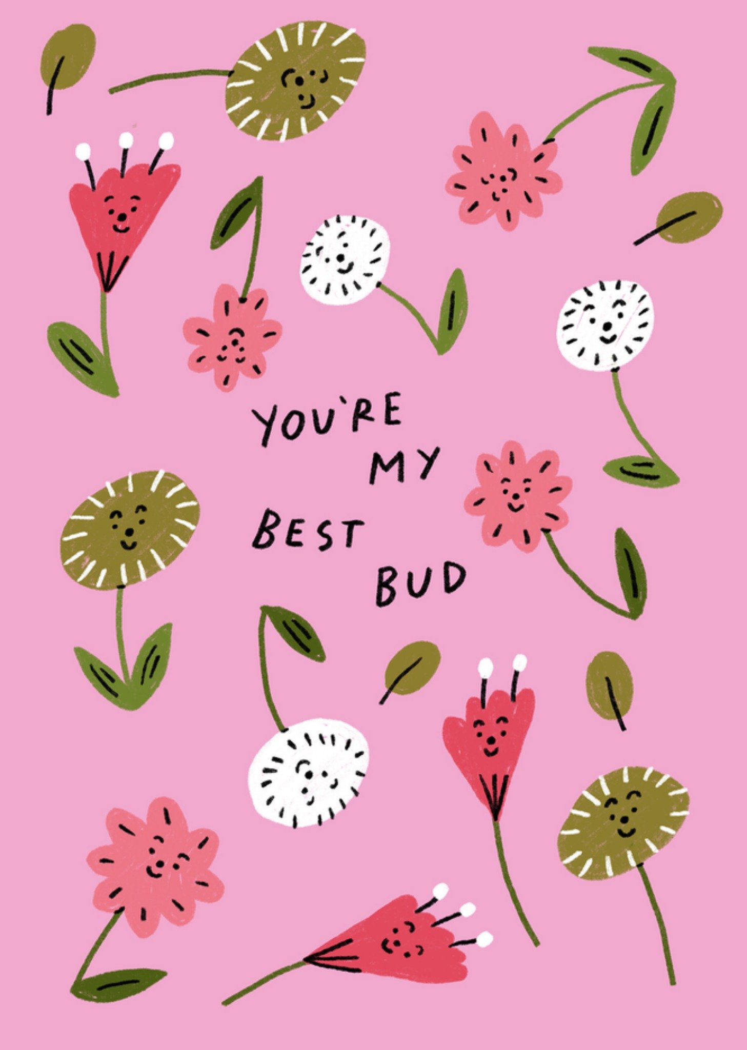 Moonpig You're My Best Bud Flower Illustrated Friendship Card