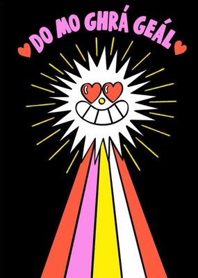 Vibrant Illustration Of A Smiling Star With Hearts For Eyes Do Mo Ghrá Geál Valentine's Day Card