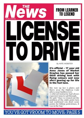 Personalised Driving Test Card