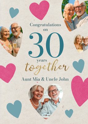 Congratulations On 30 Years Together Photo Upload Card