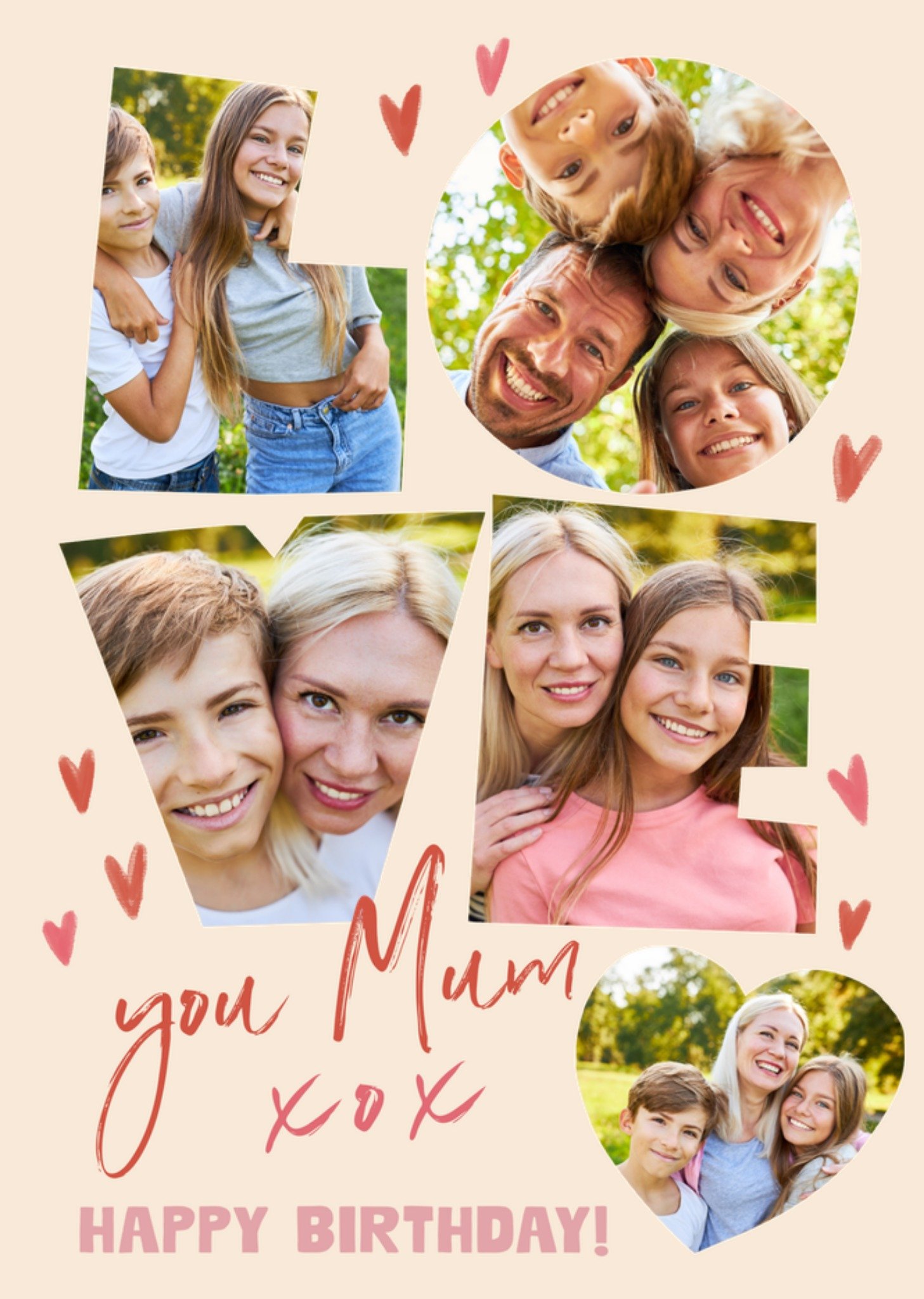 Moonpig Love You Mum Photo Upload Collage Birthday Card