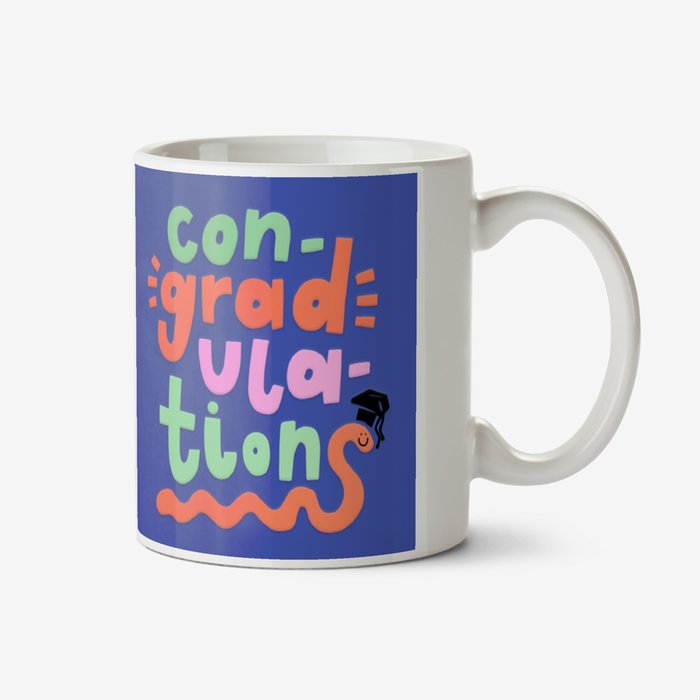 Con-gradula-tions Colourful Typography Photo Upload Mug