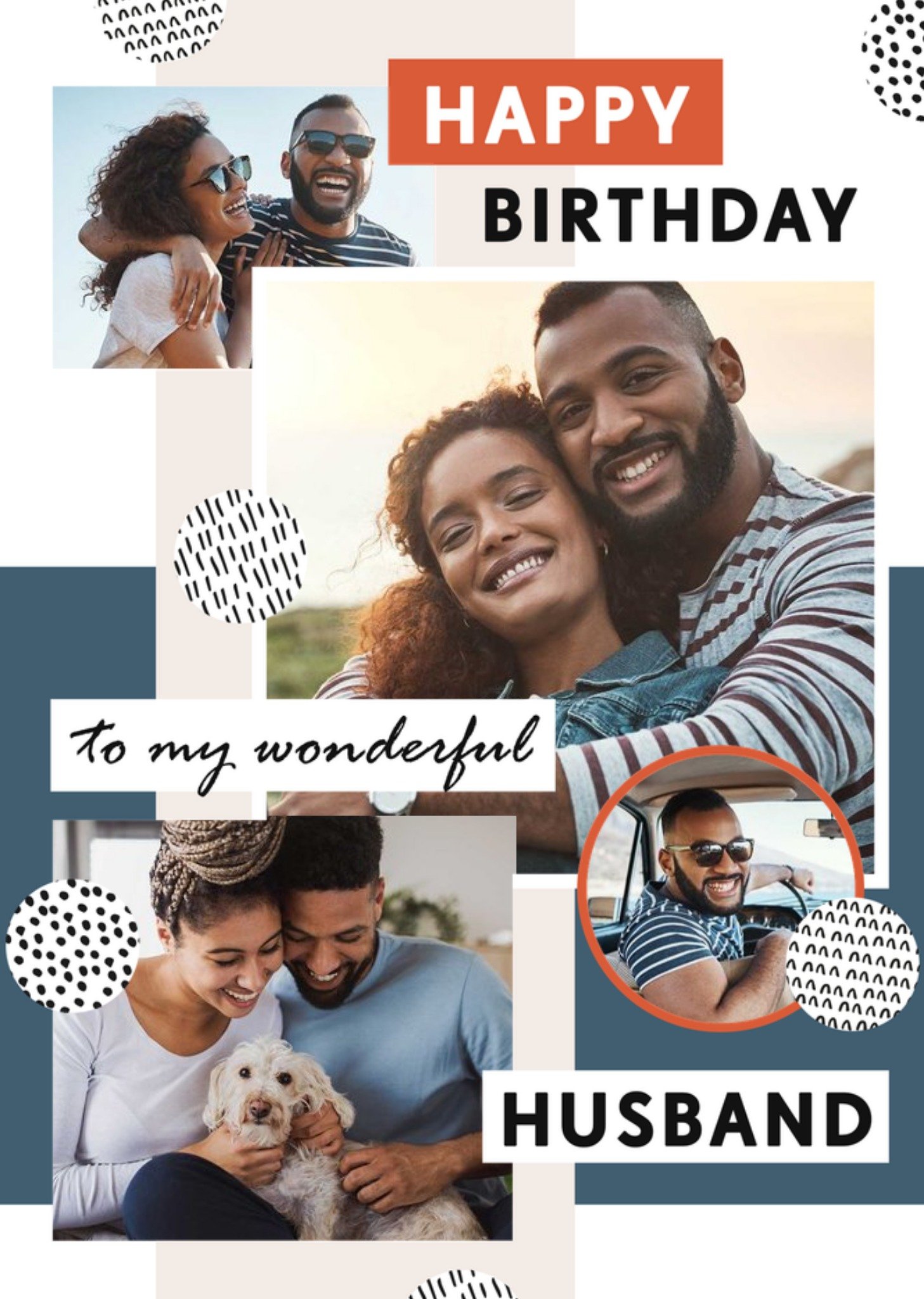 Moonpig Photo Collage With Geometric Shapes Husband's Photo Upload Birthday Card