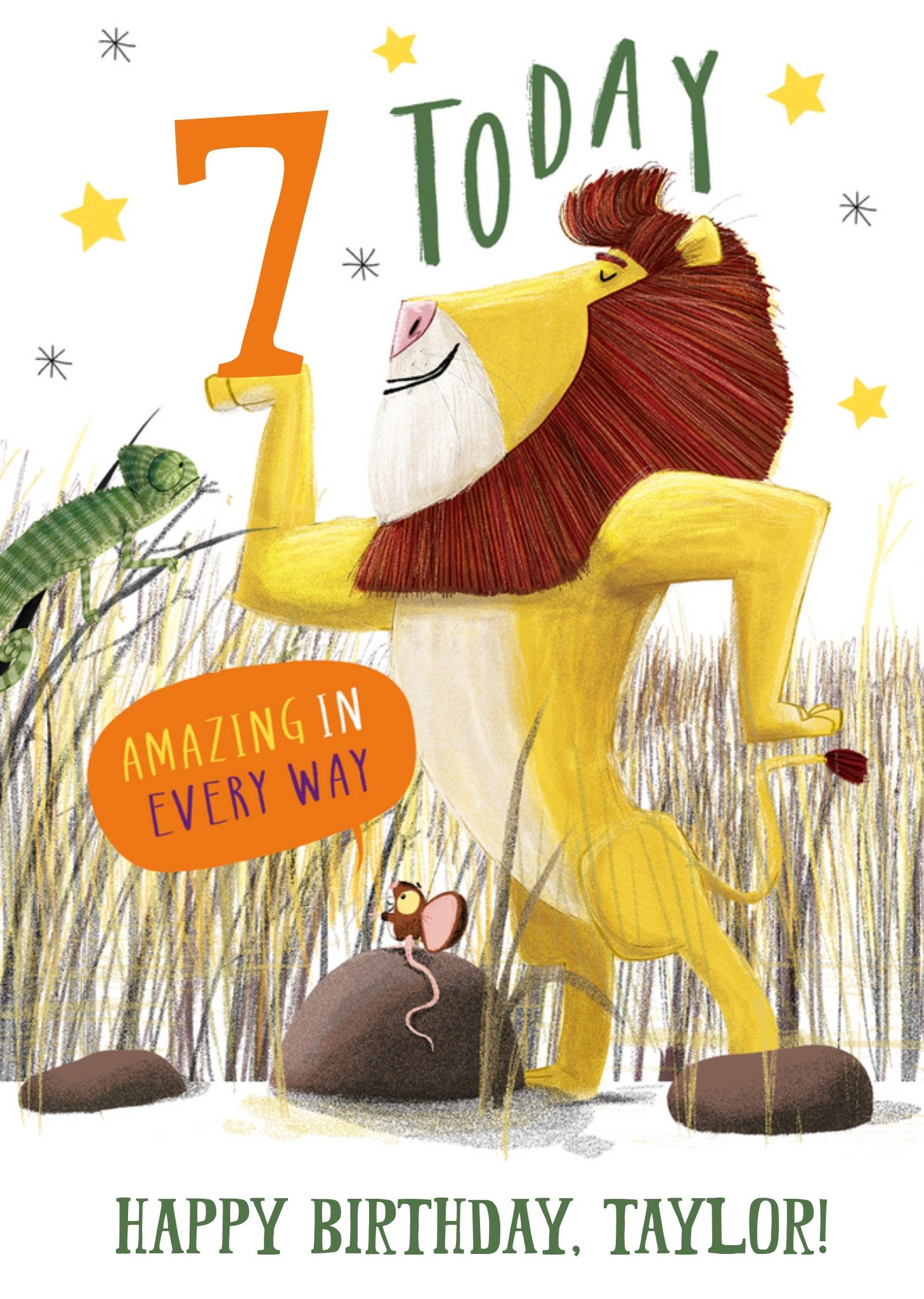 Moonpig The Lion Inside Illustrated 7 Today Birthday Card, Large