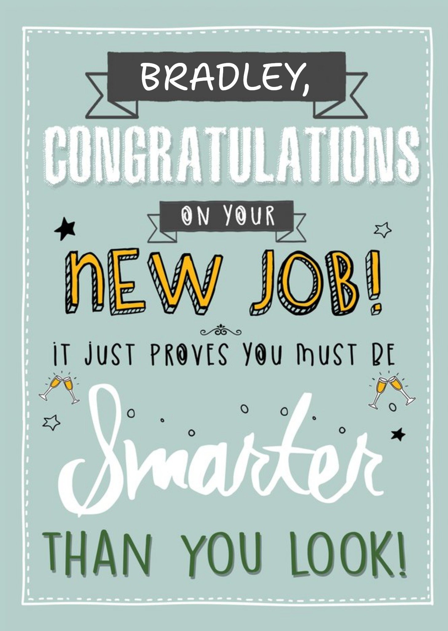 Moonpig Personalised Congratulations On Your New Job, Smarter Than You Look