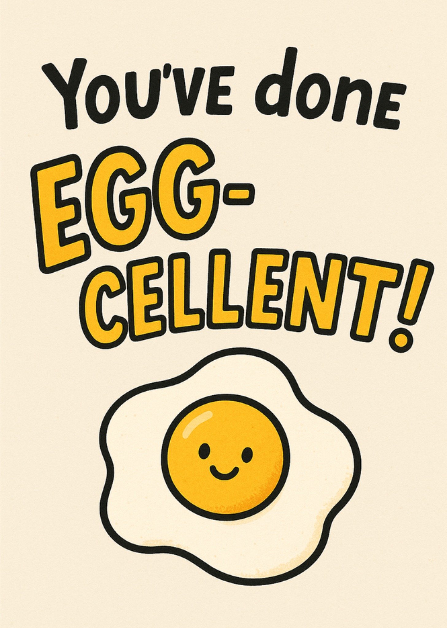 Moonpig Egg-Cellent Cartoon Fried Egg Congratulations Card