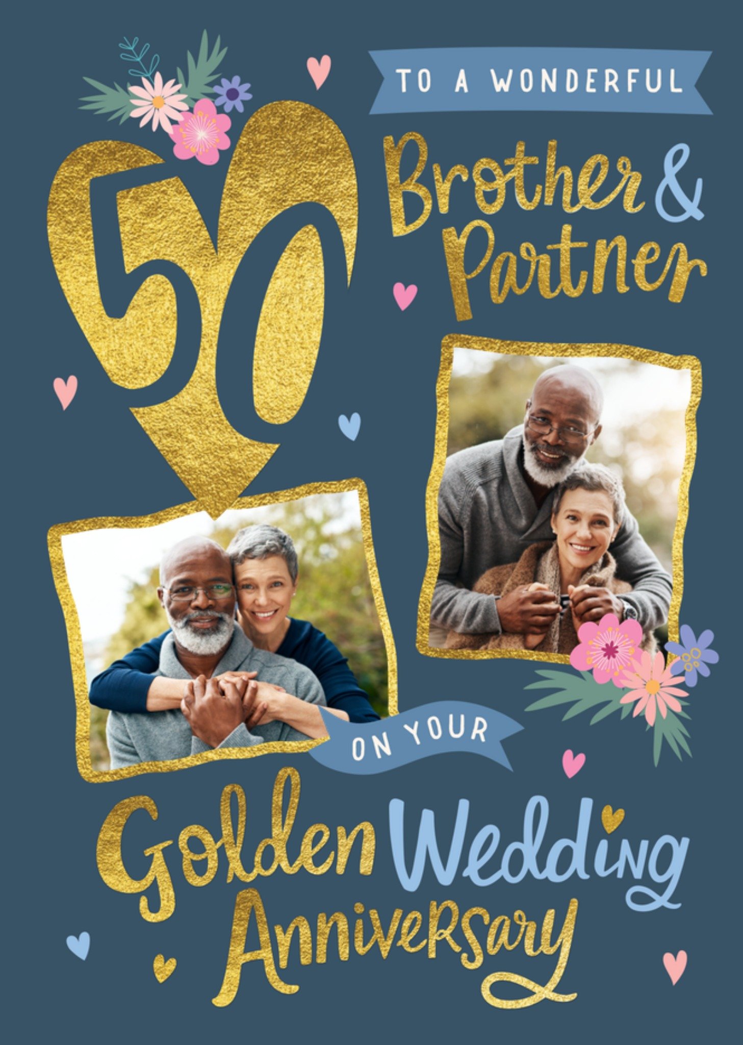 Moonpig Brother & Partner Photo Upload 50th Anniversary Card
