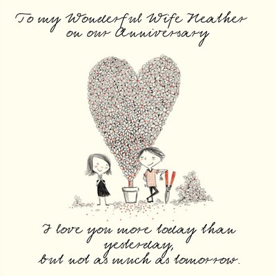 I Love You More Today Than Yesterday Personalised Happy Anniversary Card For Wife