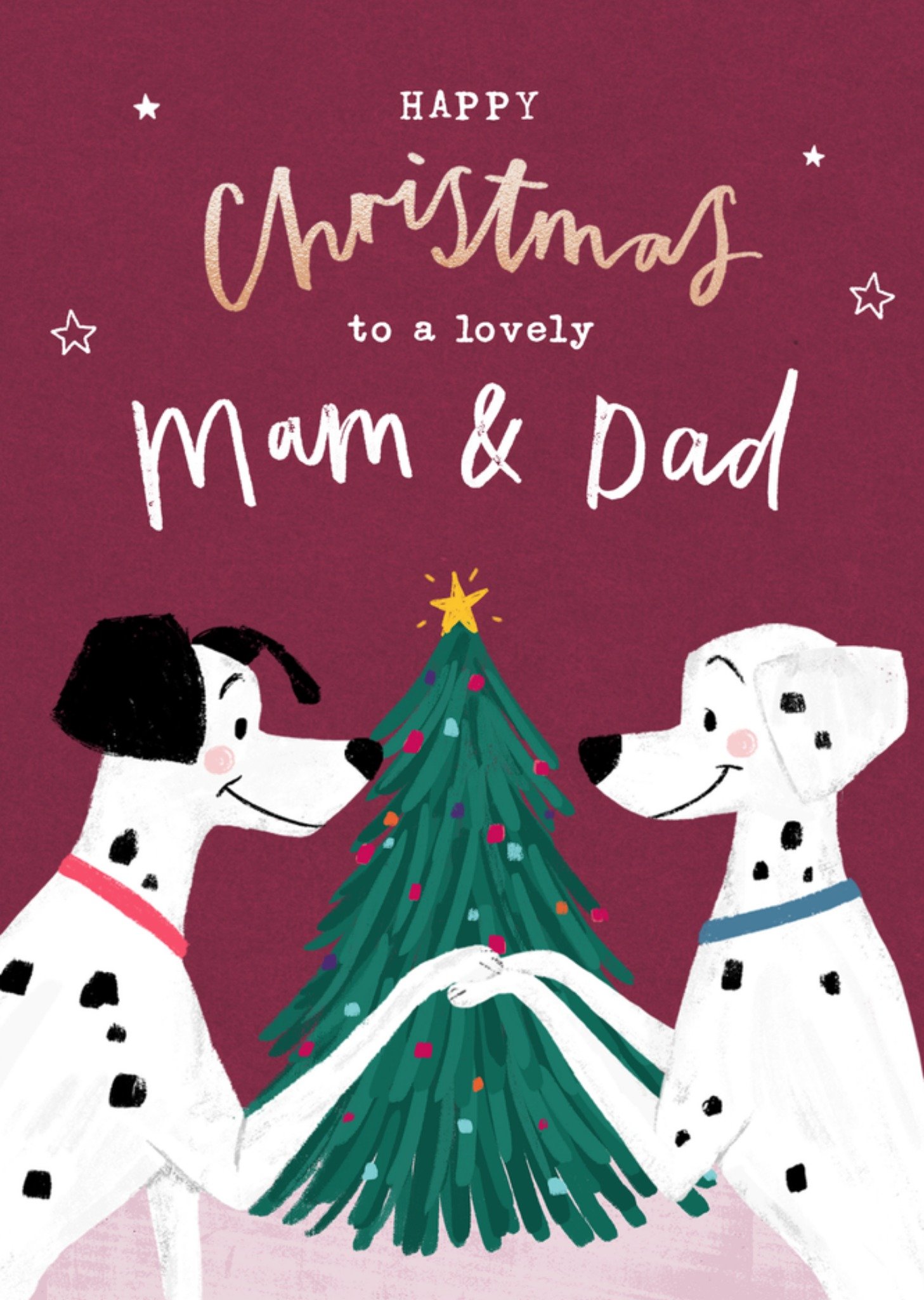 Disney 101 Dalmatians Happy Christmas To A Lovely Mam And Dad Card