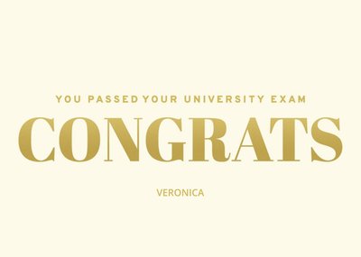 Gold University Exam Congratulations Card