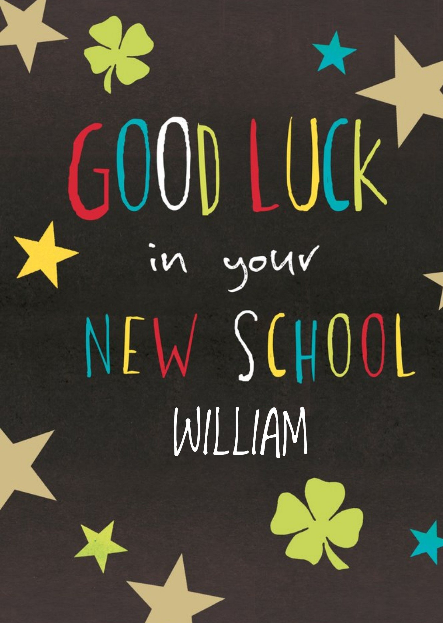 Moonpig Hotchpotch Colourful Typographic Customisable New School Card