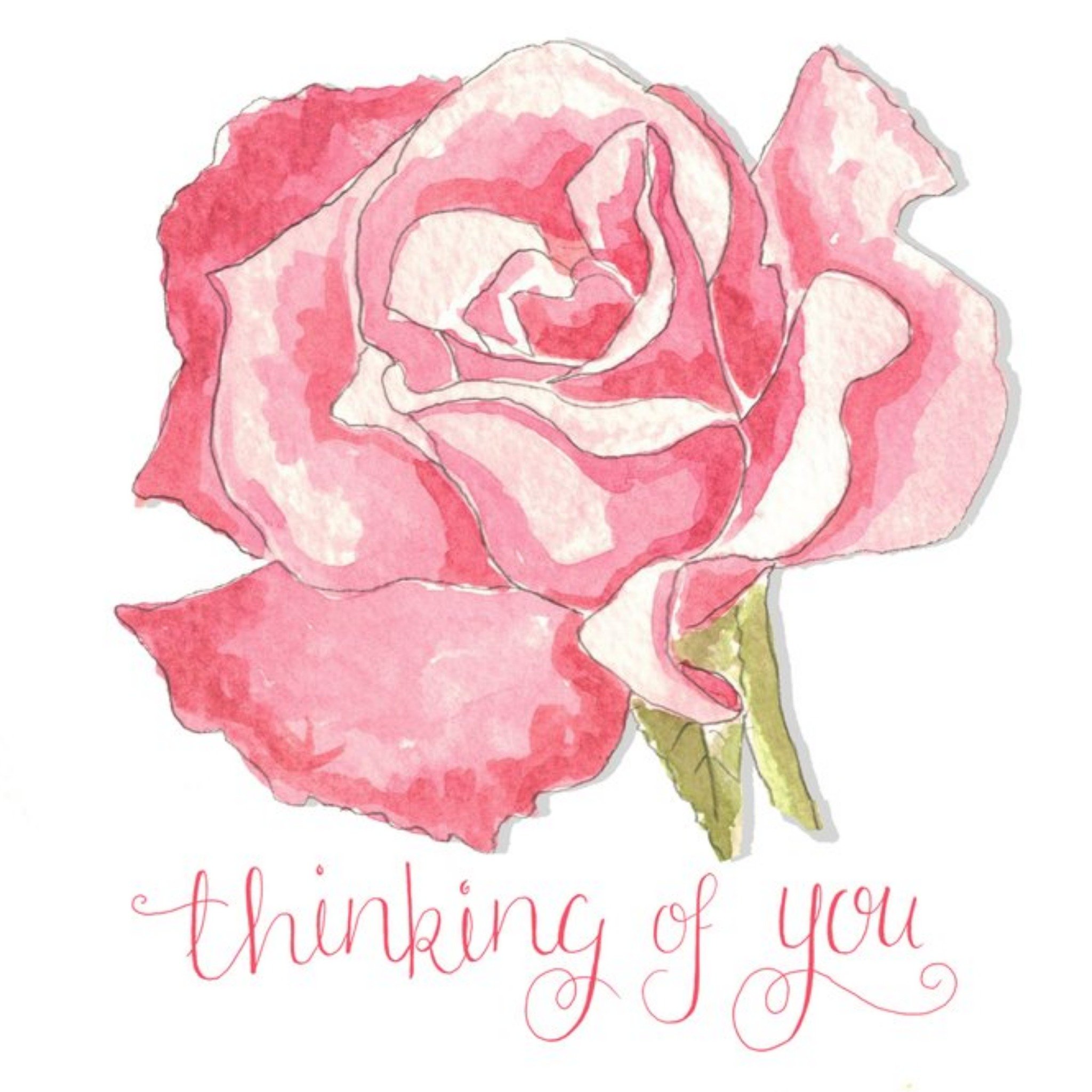 Moonpig Watercolour Pink Thinking Of You Card