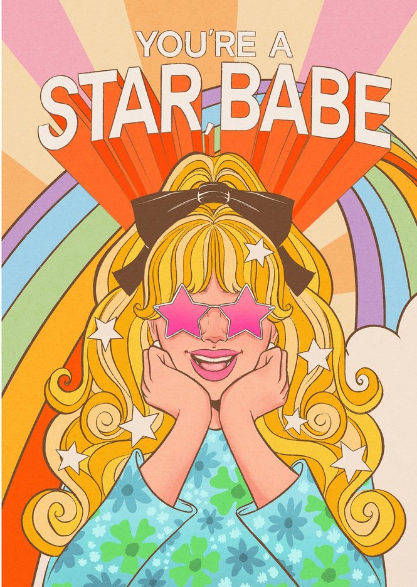 Moonpig You're A Star Babe 70's Illustration Card
