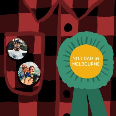 Illustration Of A Chequered Shirt With A Rosette Number One Dad Photo Upload Father's Day Card