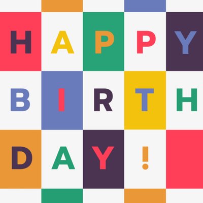 Happy Birthday Colour Block Typography Card