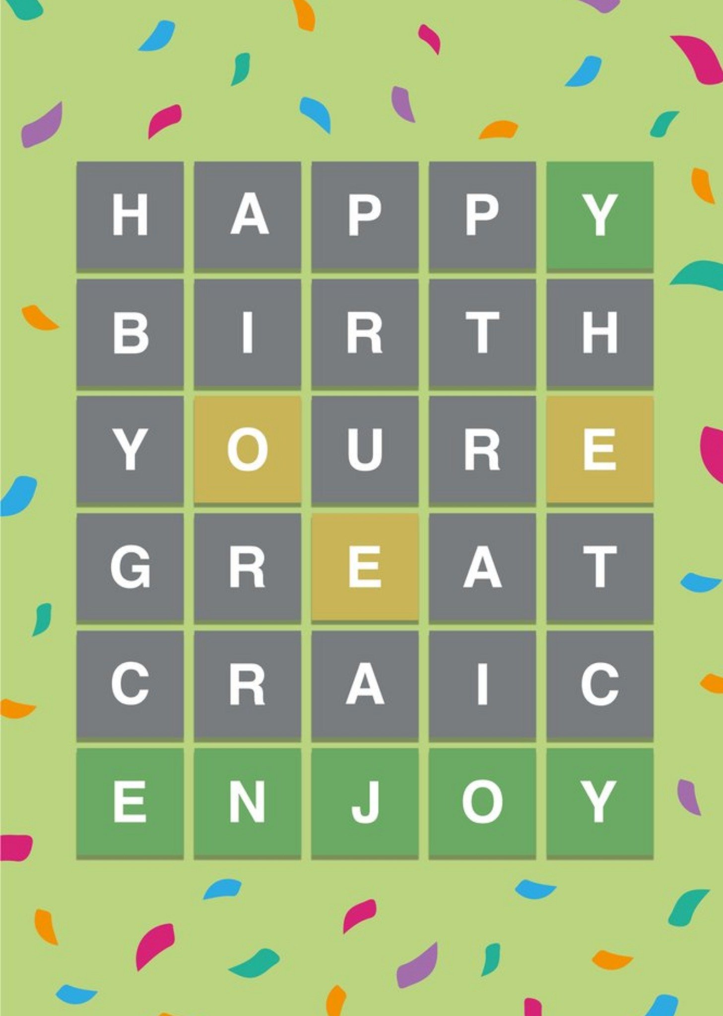 Moonpig Craic Word Game Birthday Card