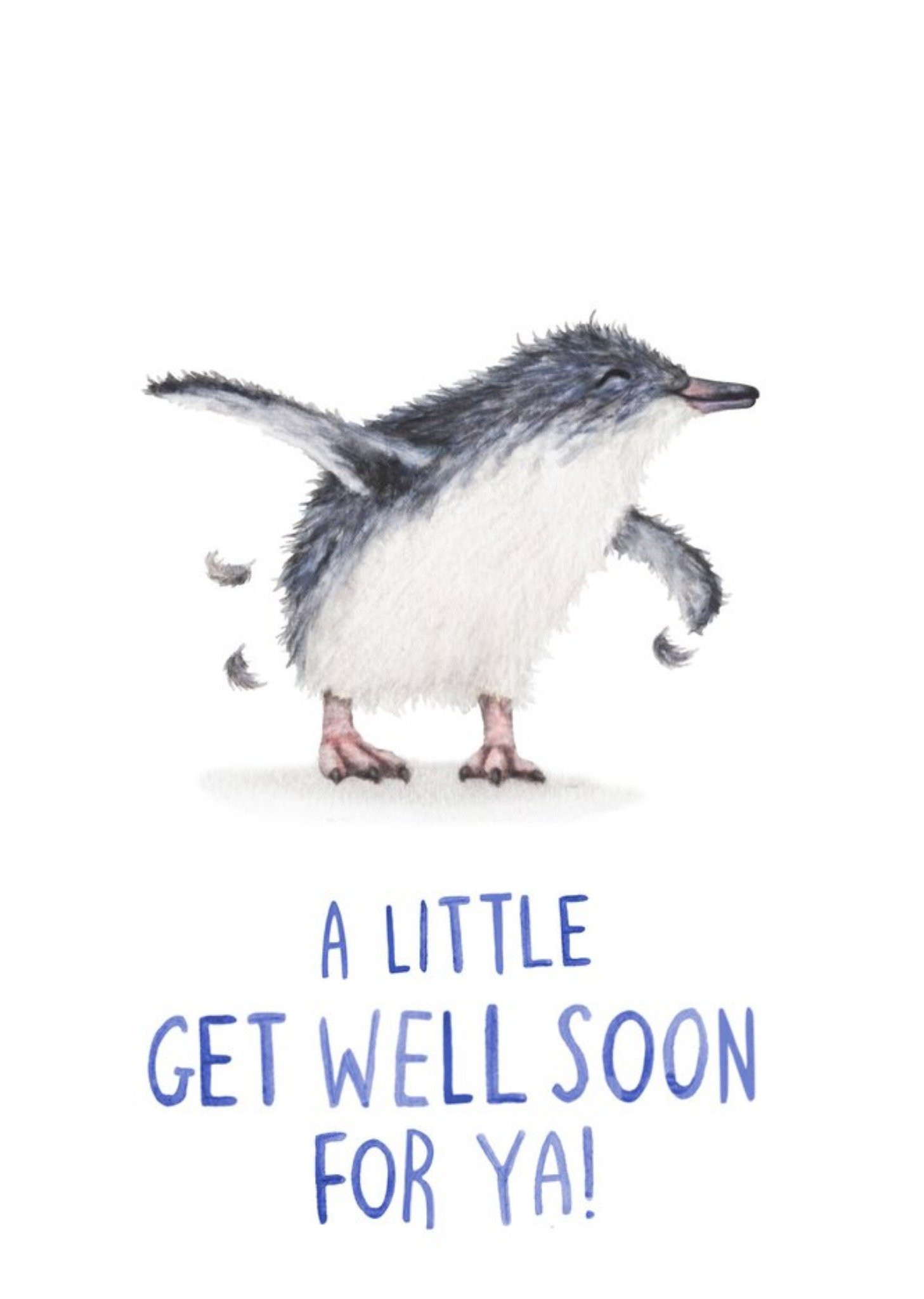 Moonpig Illustration Of A Baby Penguin Get Well Soon Card