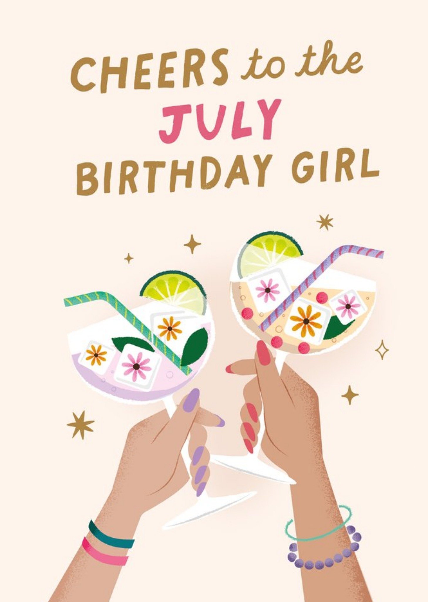 Friends Cheers To The July Birthday Girl Card