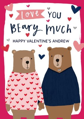 Cute Bears Love You Beary Much Valentines Day Card