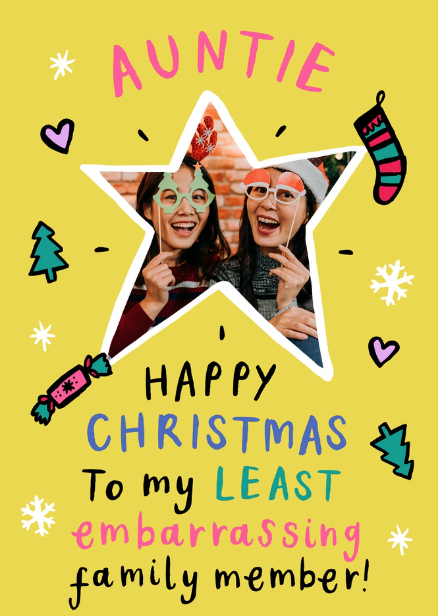 Moonpig Least Embarrassing Family Member Photo Upload Auntie Christmas Card