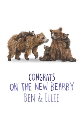 Cute Illustrated Bears and Bear Cubs Congratulations Card