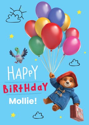 Paddington Bear Birthday Balloons Card