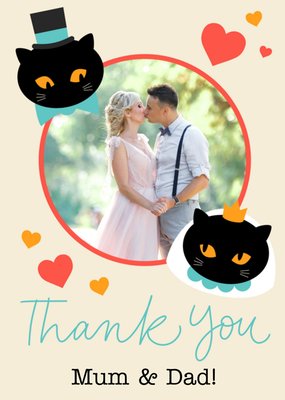 Scatterbrain Illustrated Cats Wedding Thank You Photo Upload Card