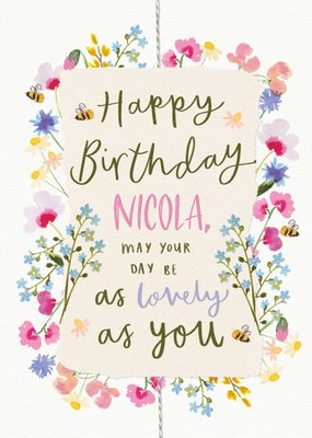 Floral Illustrated Day As Lovely As You Birthday Card