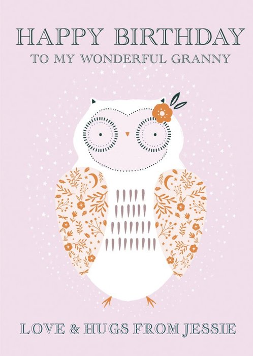 LR Studio Birthday Granny Nan Nanny Owl Adult Cute Card