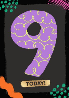 Bright & Bold Illustrated 9 Today Birthday Card