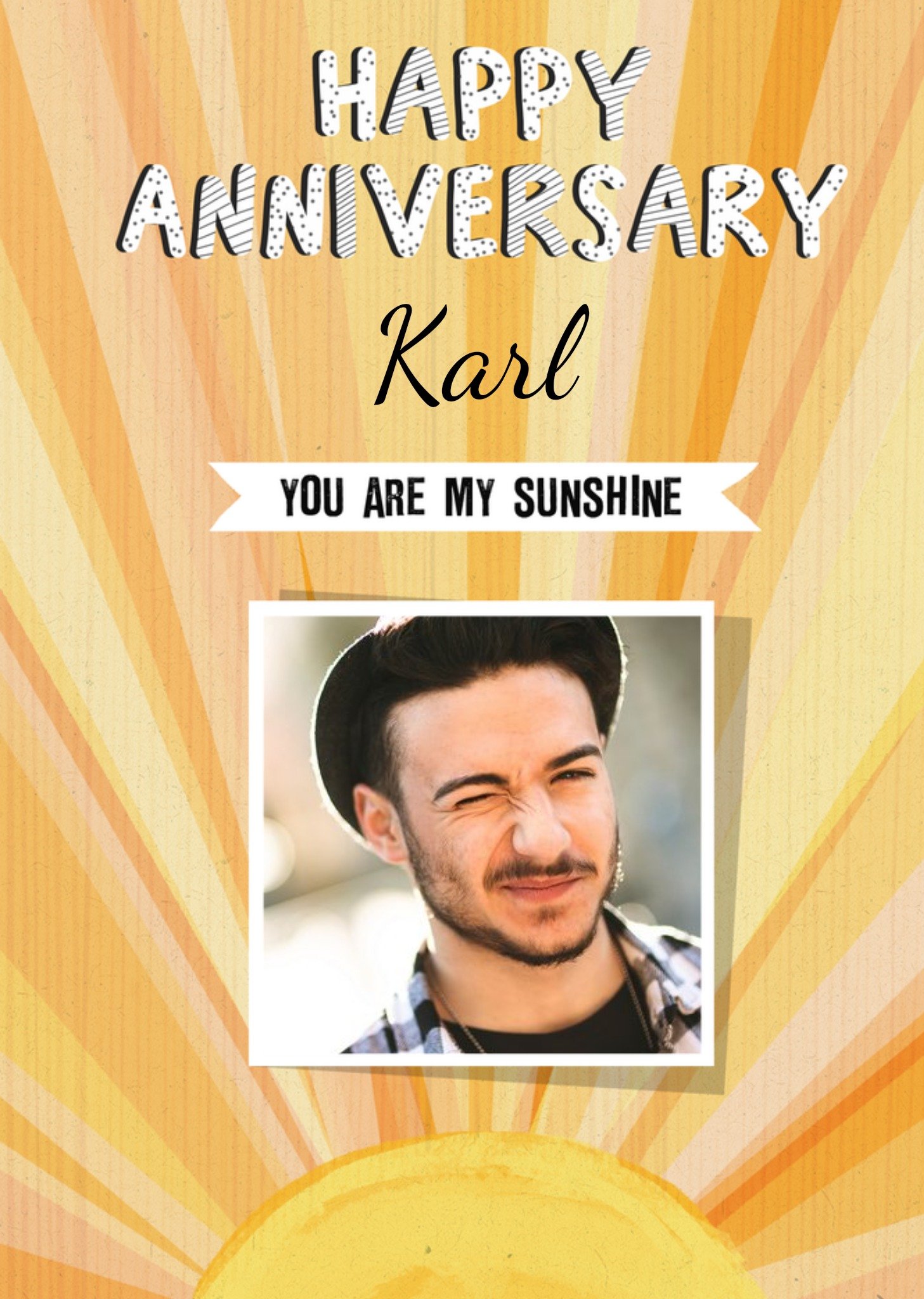 Moonpig Bright Illustrated Sunshine Photo Upload Anniversary Card