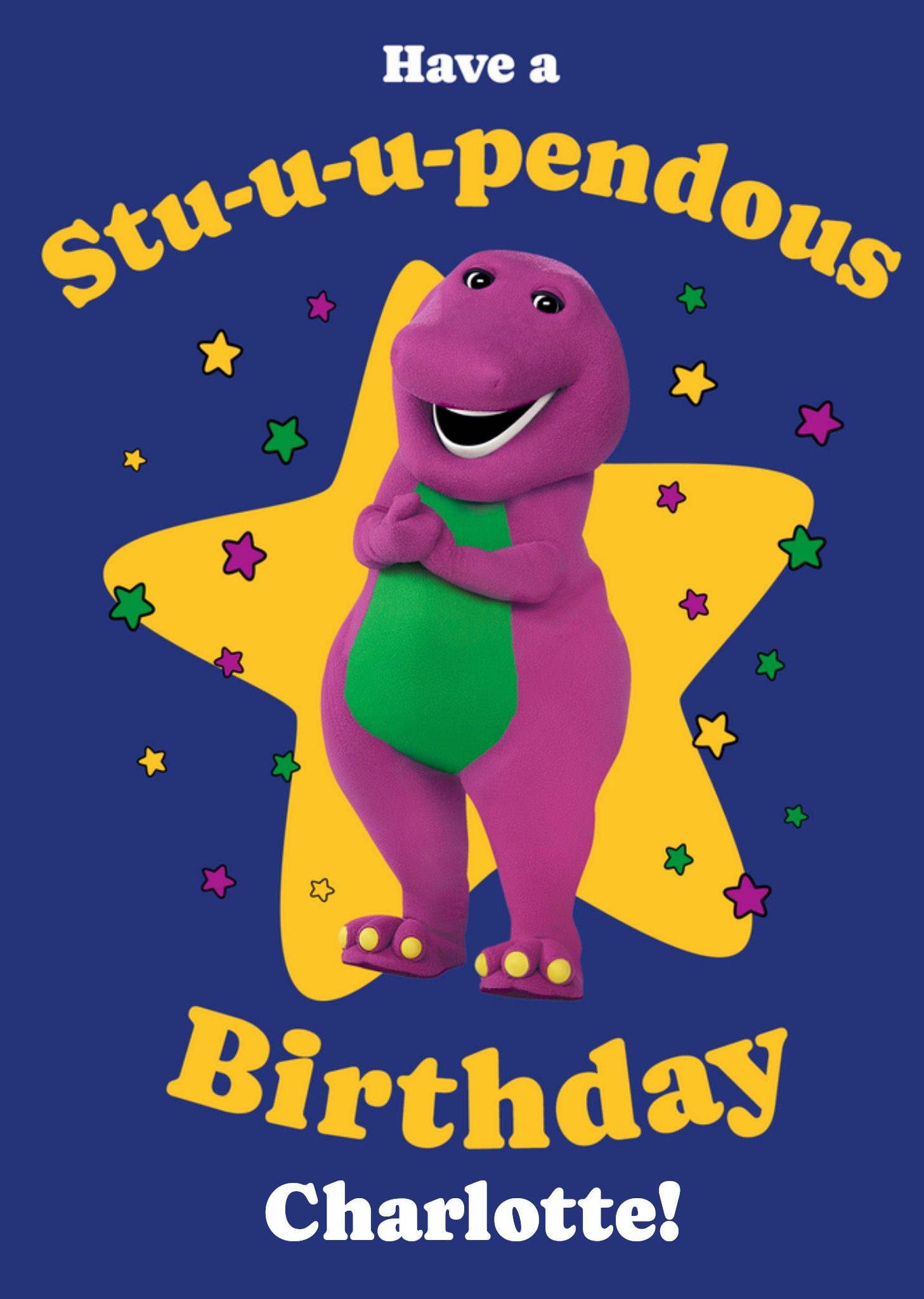 Mattel Barney The Dinosaur Have A Stuuupendous Birthday Card, Large