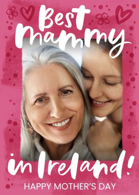 Handwritten Typography On A Pink Background With Hearts Mother's Day Photo Upload Card