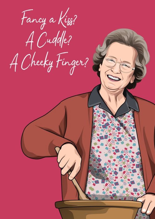 Fancy A Kiss A Cupcake A Cheeky Finger TV Spoof Card