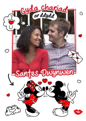 Disney Mickey And Minnie Mouse Kiss Photo Upload Welsh St Dwynwen's Day Card
