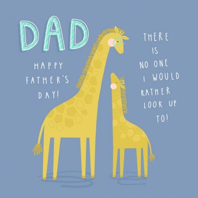 Cute Illustration Of A Giraffe With It's Calf On A Blue Background Father's Day Card