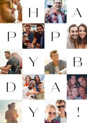 Happy Bday Typography Photo Upload Birthday Card