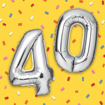 40 Balloon Confetti Typography Card