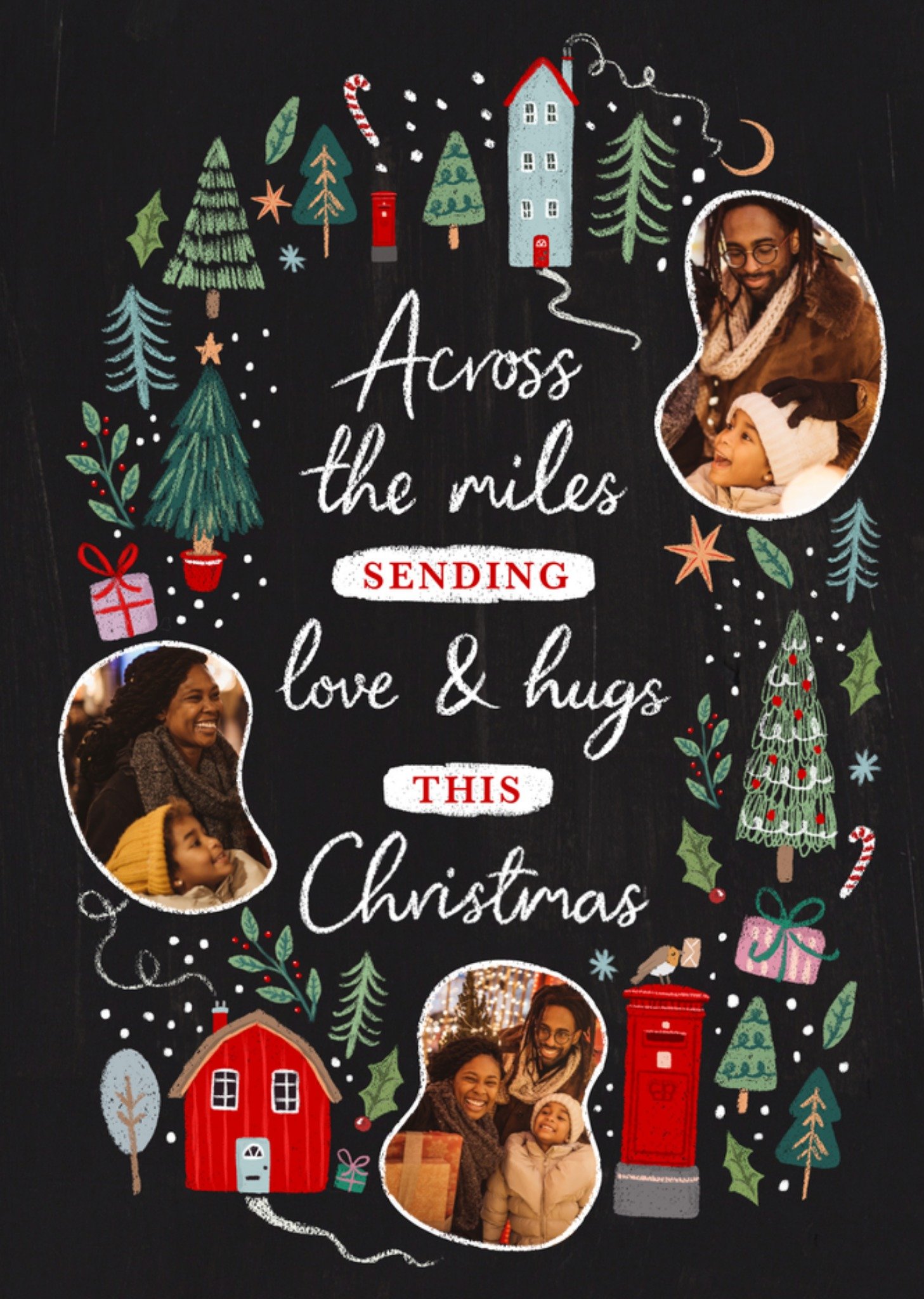 Moonpig Festive Sweet Hand-Drawn Illustrated Chalk Christmas Icons Photo Upload Christmas Greetings 